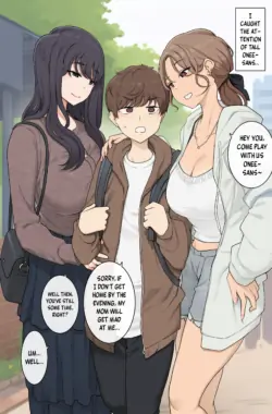 [Wakamatsu] Megutai Choushin Onee-san-tachi ni Ryousoku kara Press Sarete Nigerarenai Sex | Sex Where I'm Sandwiched Between Tall, Busty Onee-sans and Unable to Escape [English]